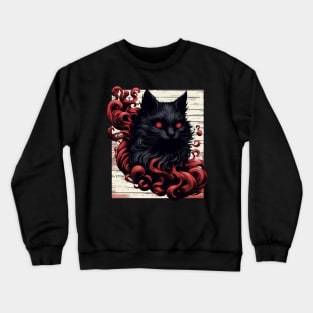 Cool Spooky Abstract Art Black Cat Demon Crewneck Sweatshirt